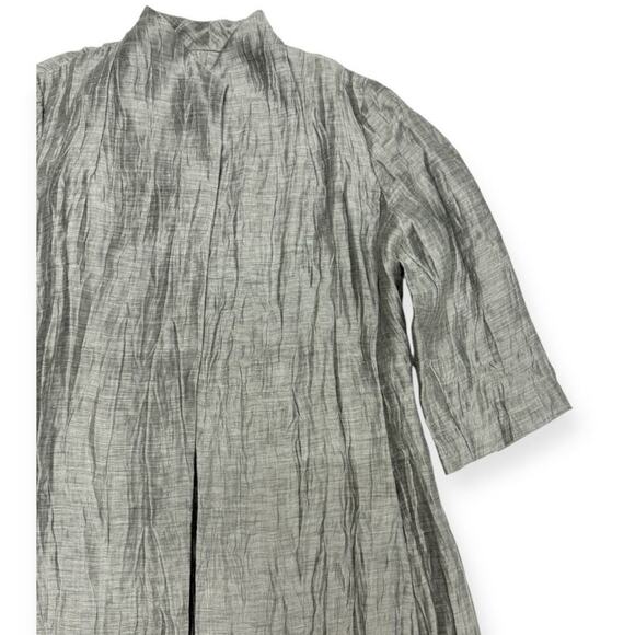 Eileen Fisher Petite Gray Crinkle Linen Open Front Jacket size Small - Picture 5 of 8